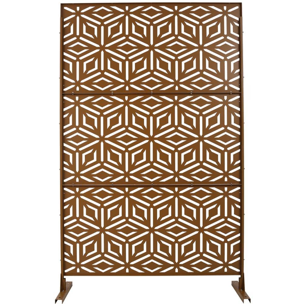 6.3 ft. x 4 ft. Brown Steel Freestanding Flat Flat Top Decorative Privacy Screen Metal Fence Panel price history on PriceWatchPro