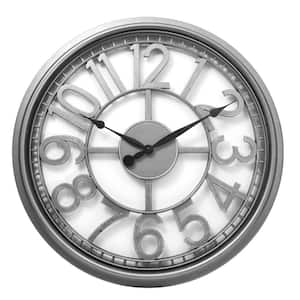 20 in. Silver See-through Wall Clock With Case