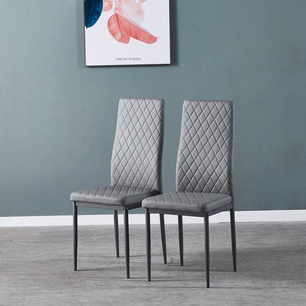 Modern Simple Dining Chair 6 Piece Set-Gray