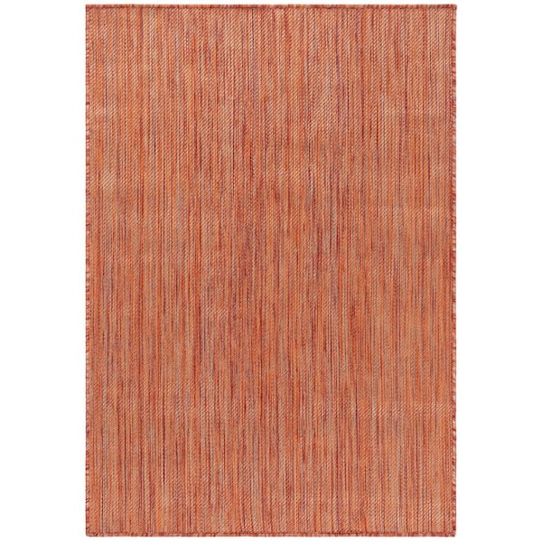 SAFAVIEH Beach House Rust Doormat 3 ft. x 5 ft. Solid Striped Indoor/Outdoor Patio Area Rug