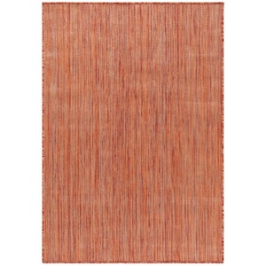Beach House Rust 5 ft. x 8 ft. Solid Striped Indoor/Outdoor Patio  Area Rug