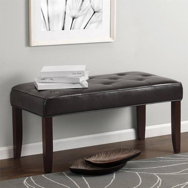 Dorel Living Camdyn Espresso Tufted Bench