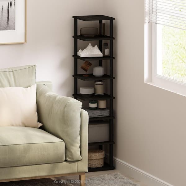 Furinno Turn-N-Tube 52.6 in. Tall Espresso/Black Wood 8-Shelf Corner Bookcase