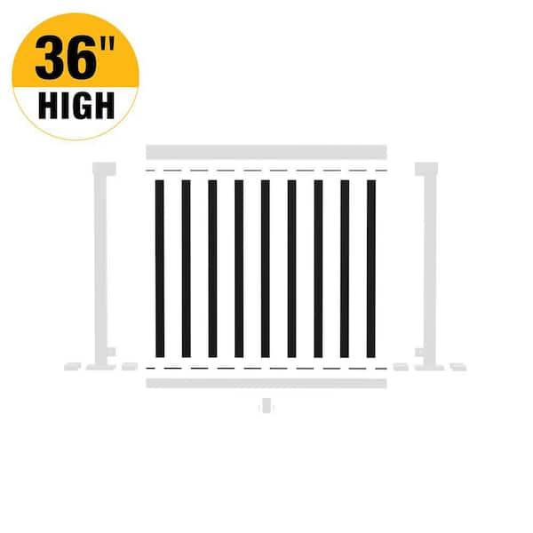 4 ft. Aluminum Deck Railing Wide Picket and Spacer Kit in Matte Black for 36 in. high system