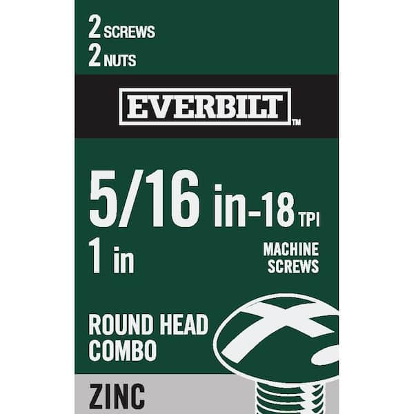 Everbilt 5/16 in.-18 x 1 in. Combo Round Head Zinc Plated Machine Screw (2-Pack)