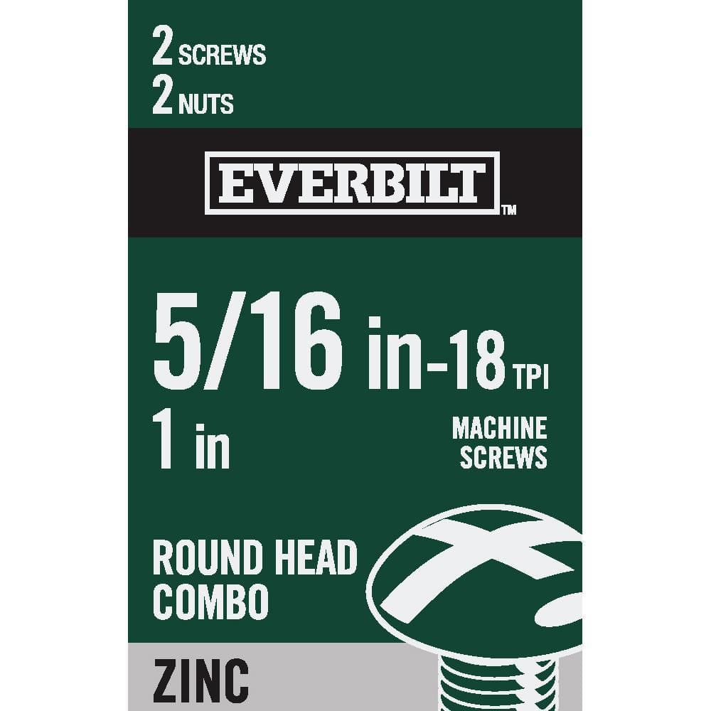 Everbilt 5/16 In.-18 X 1 In. Combo Round Head Zinc Plated Machine Screw ...