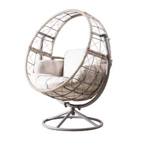 Metal Outdoor Rocking Chair with Beige Cushions