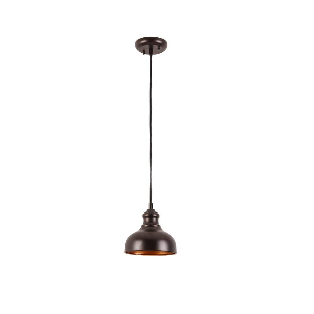 100-Watt 1-Light Brass Finish Pendant Light with Metal Shade and No Light B