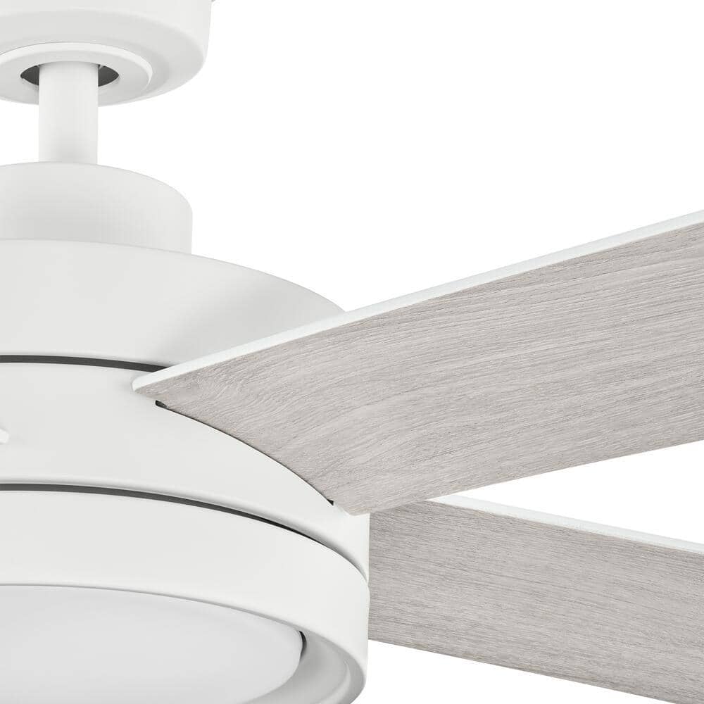 Baxtan 56" Matte White and Soft Oak Glazed Ceiling Fan with LED Light and Remote