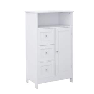23.62 in. W x 11.8 in. D x 39.57 in. H White Modern Style Bathroom Freestanding Storage Linen Cabinet
