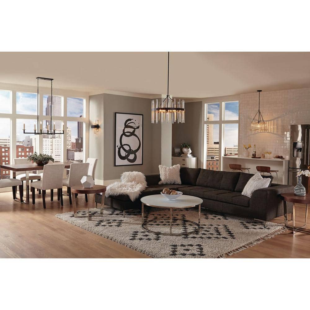 Orrizo Black and Gold 6-Light Drum Chandelier with Clear Glass