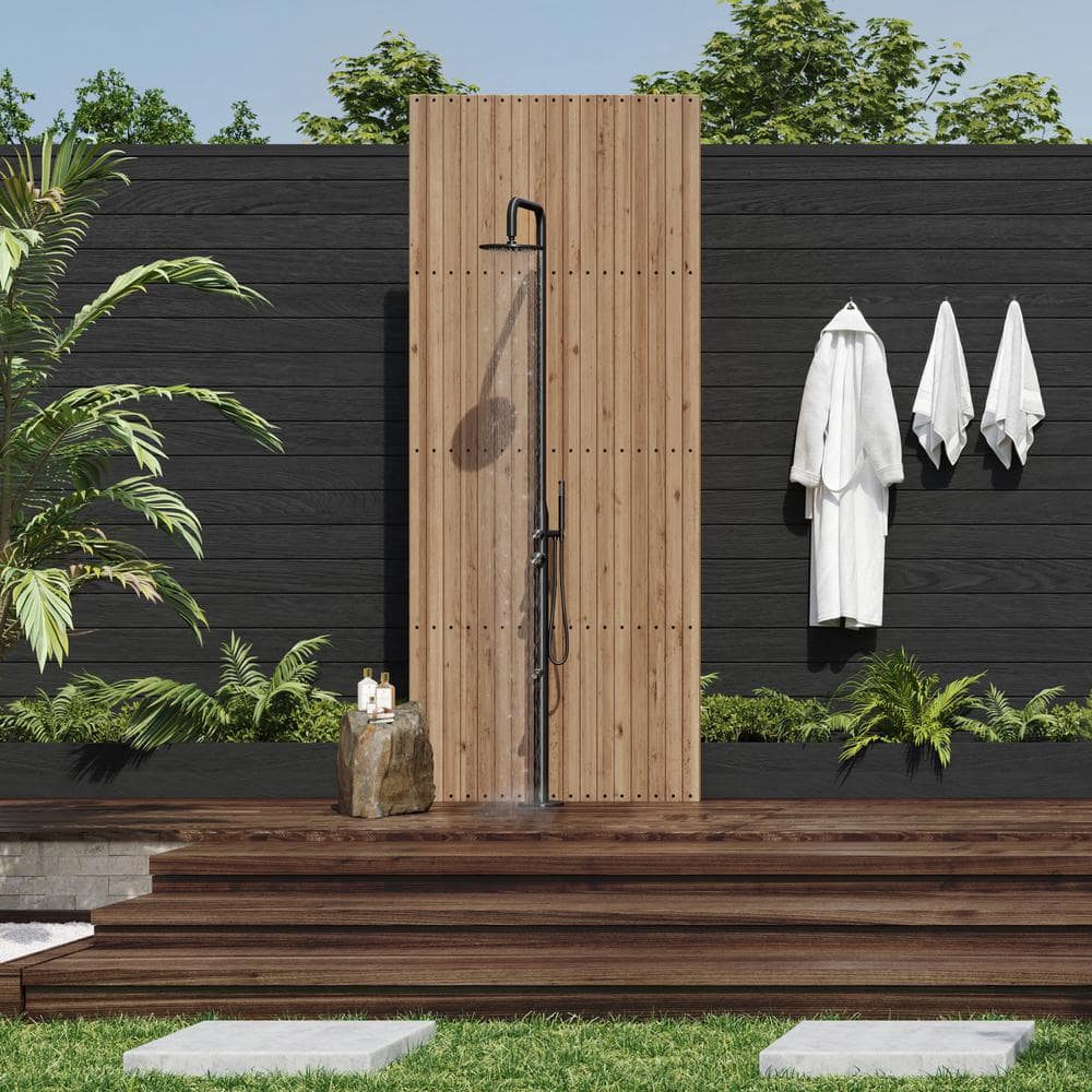 Matte Black Stainless Steel Outdoor Shower System with Hand Shower