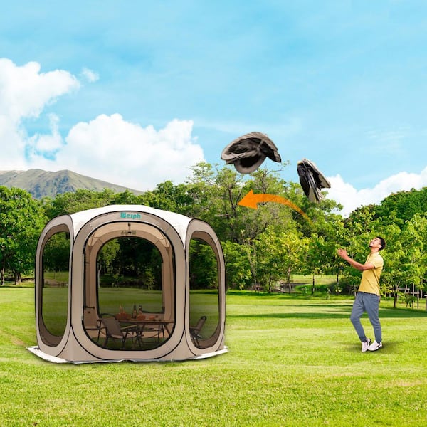 Werph 10 x 10 Beige Portable Canopy Tent with Mesh