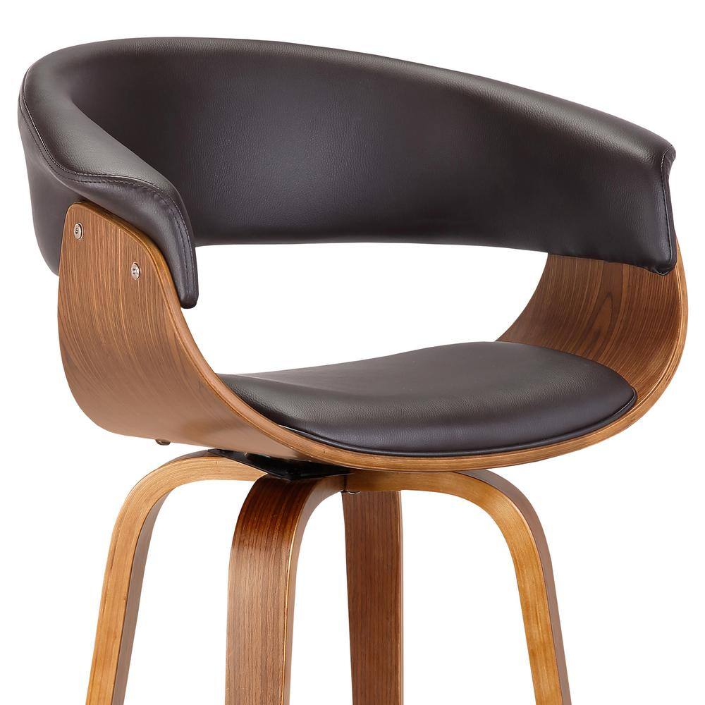 Walnut and Gray Faux Leather Swivel Counter Stool