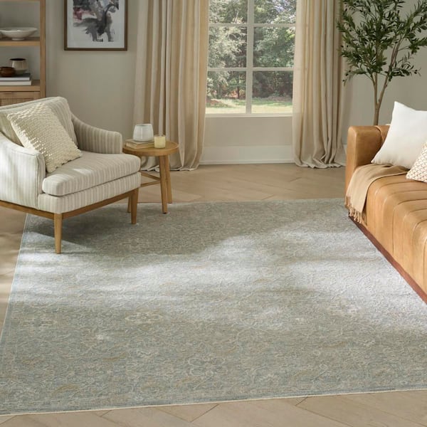 Enriched Blue Silver 9 ft. x 13 ft. Medallion Traditional Area Rug