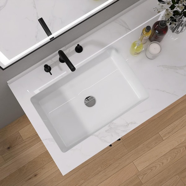 Zeafive 24 in. Undermount Rectangular Bathroom Sink with
