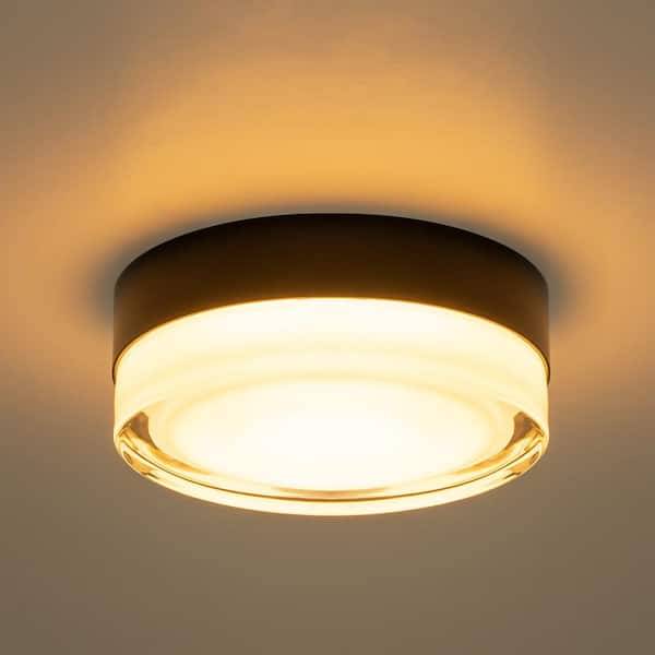 Jackson 5.9 in. 1- Light Dimmable Integrated LED Black Flush Mount Light