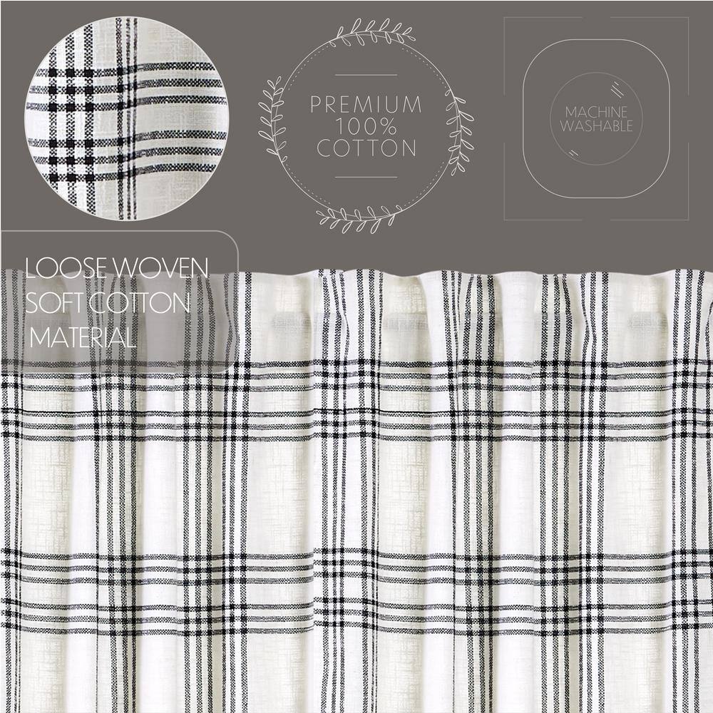 Black and White Plaid Cotton Rod Pocket Valance 90" Width