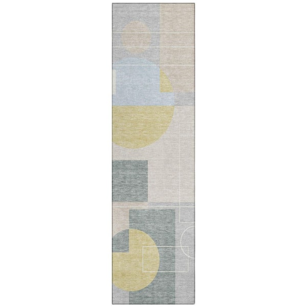 Chantille Machine Washable Indoor/Outdoor Abstract ACN2500 Silver 2 ft. x 7 ft. Area Rug
