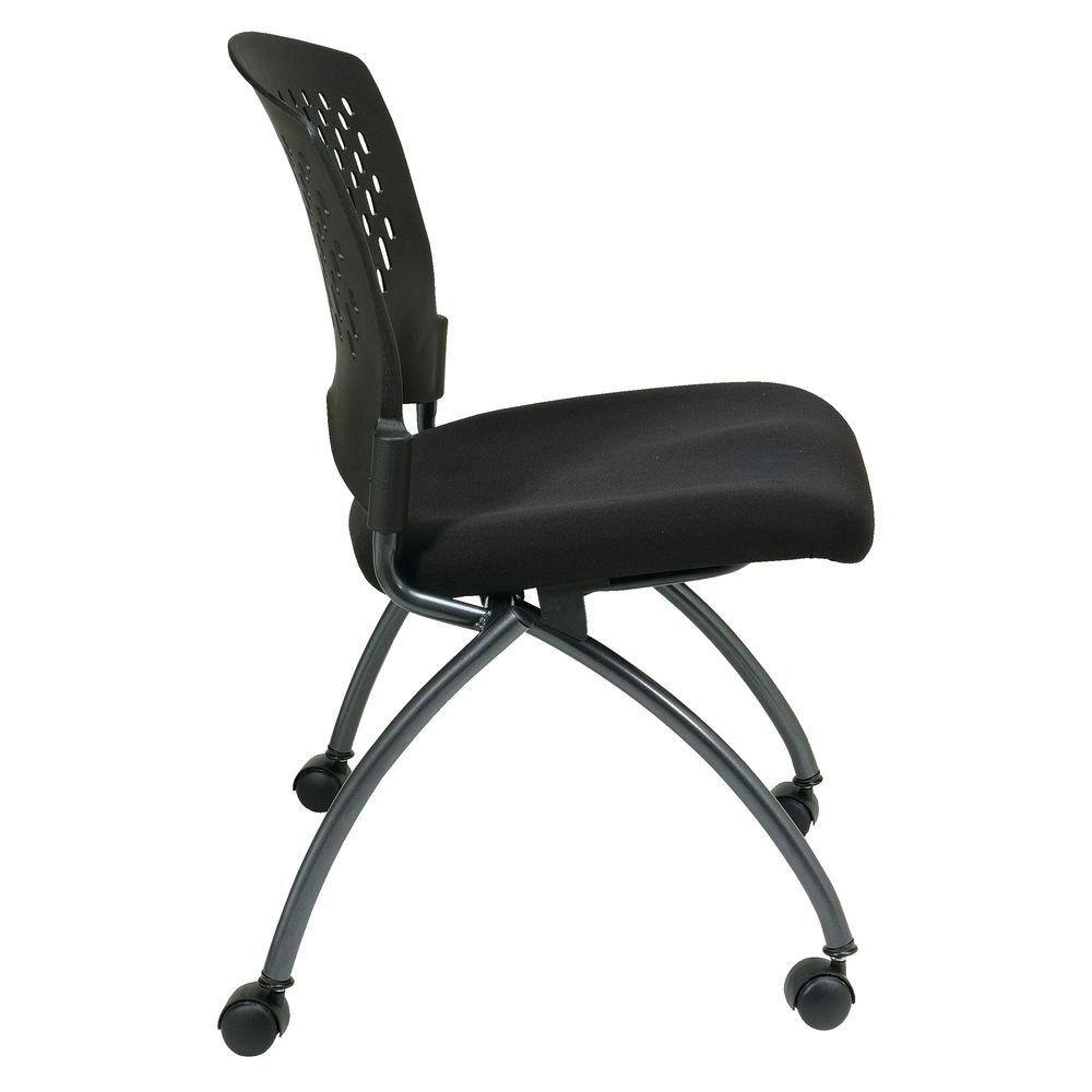 Deluxe Armless Black Mesh Folding Chair with Titanium Finish - 2 Pack