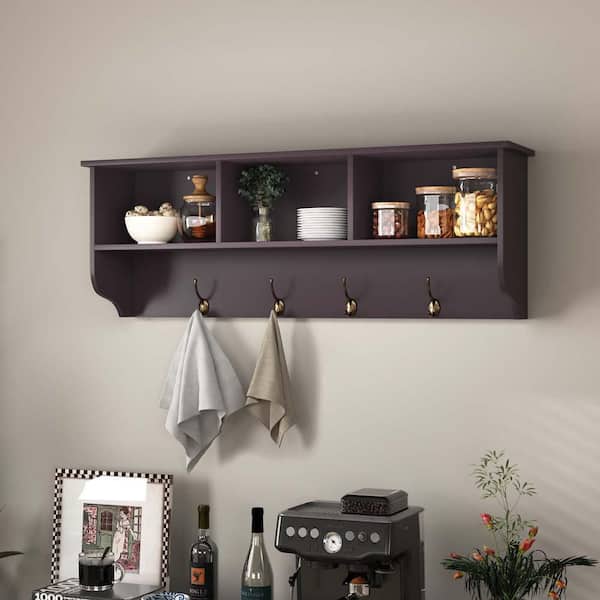 W x D Black Wall Mounted Coat Rack with Dual