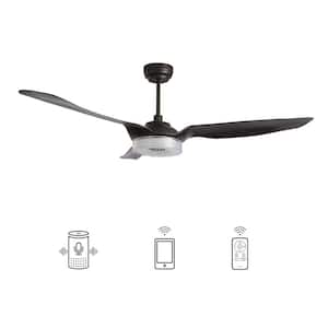 Finley 60 in. Dimmable LED Indoor Black Smart Ceiling Fan with Light and Remote, Works with Alexa and Google Home