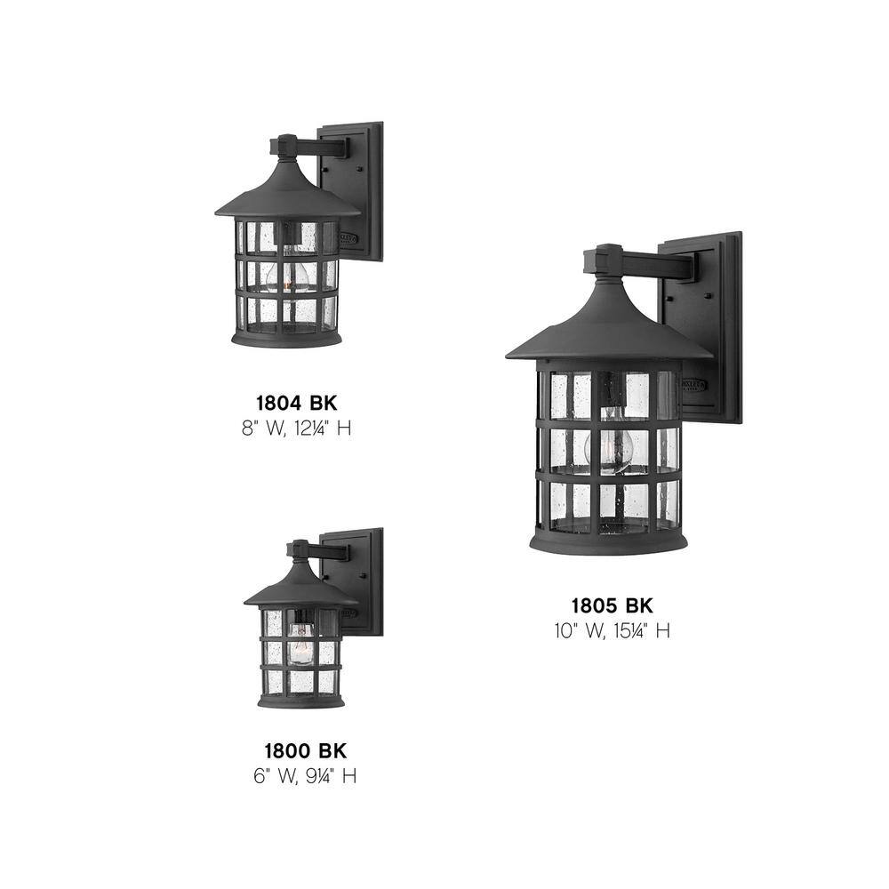 Black Aluminum Outdoor Wall Lantern with Clear Seedy Glass
