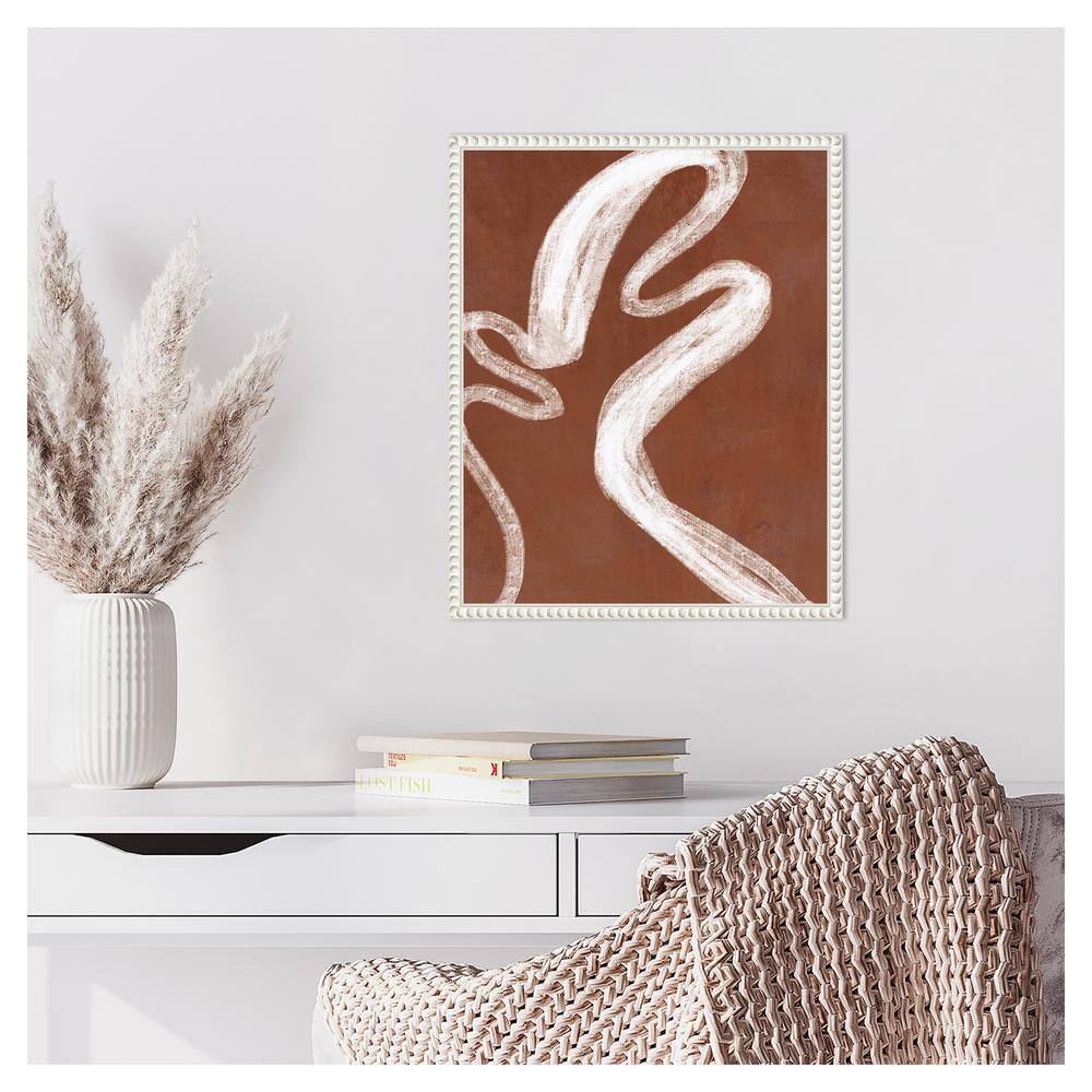 Abstract Beaded Framed Canvas Wall Art in Brown and White