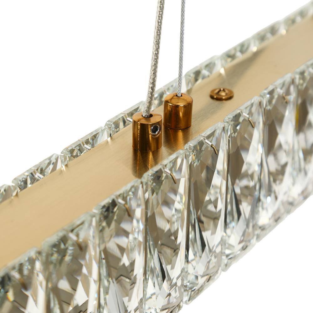 Modern Gold LED Crystal Linear Island Chandelier