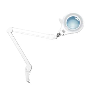 31.5 in. White Dimmable Indoor LED Magnifying Lamp with Clamp Lens