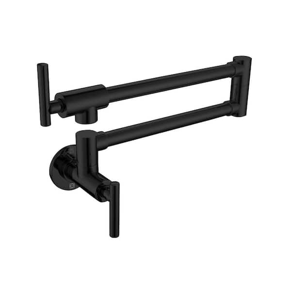 Timeless Home Wall Mounted Pot Filler with Double Handle in Matte Black