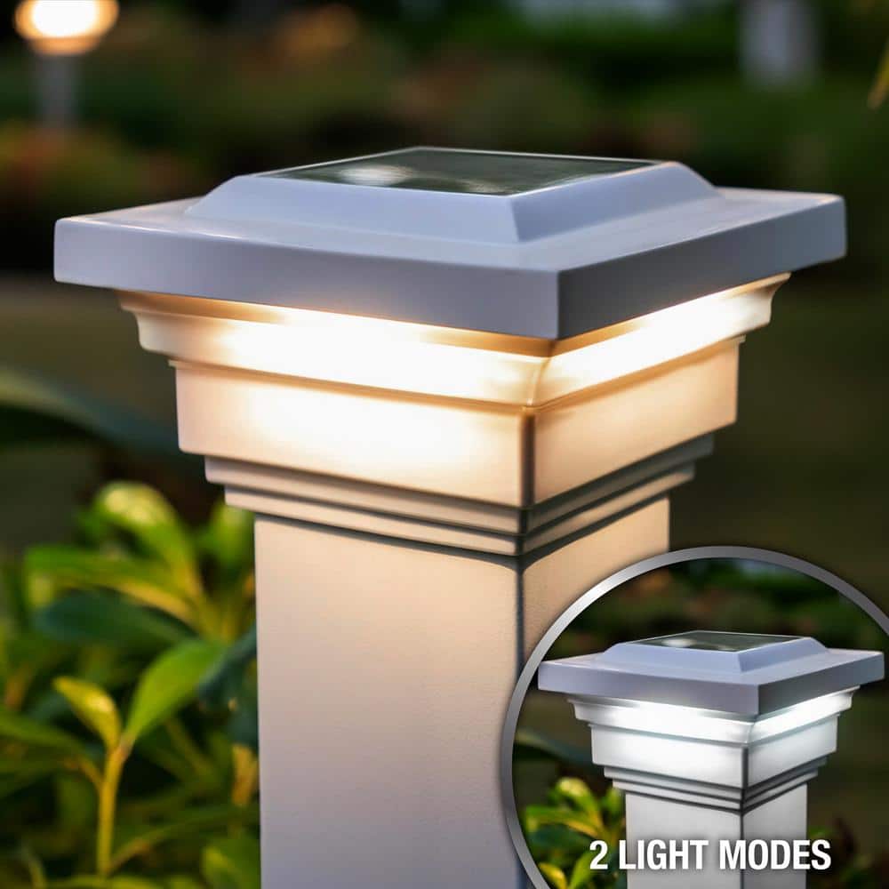 White PVC Solar LED Post Cap Multipack for Outdoor Lighting