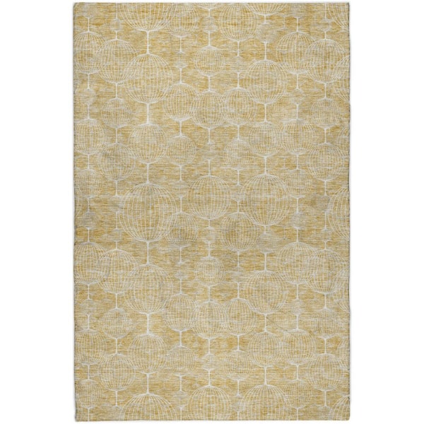 Dream Shag Premium Machine Washable Abstract ADS732 Gold 9 ft. x 12 ft. Area Rug