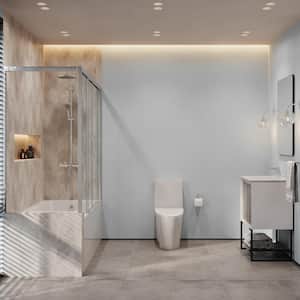 Bath Suite with 1-Piece Toilet, 24 in. Vanity, Bathroom Faucet, Bathroom Sink Drain, Alcove Tub