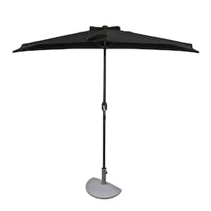 Lanai 9 ft. Polyester Half Market Patio Umbrella in Black