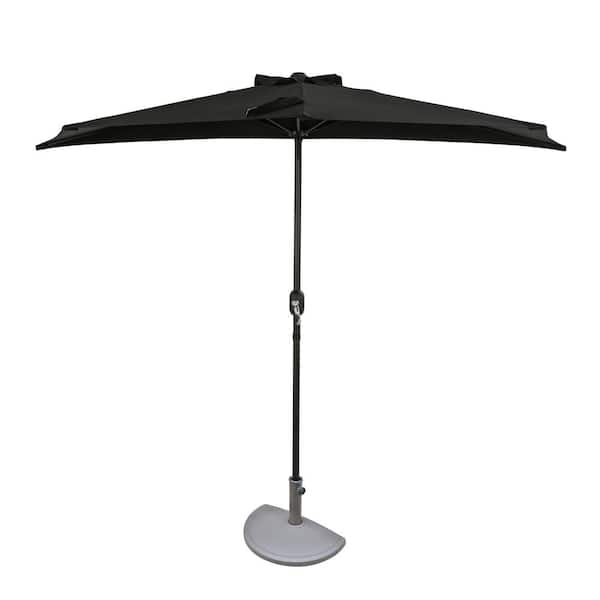 Island Umbrella Lanai 9 ft. Polyester Half Market Patio Umbrella in Black