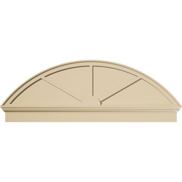 62 in. W x 22-3/8 in. H x 2-3/4 in. P Segment Arch 3 Spoke Signature Urethane Combination Pediment, Primed Tan