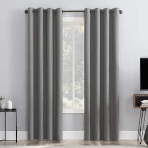 Channing Coal Polyester Solid 50 in. W x 63 in. L Noise Cancelling Grommet Blackout Curtain
