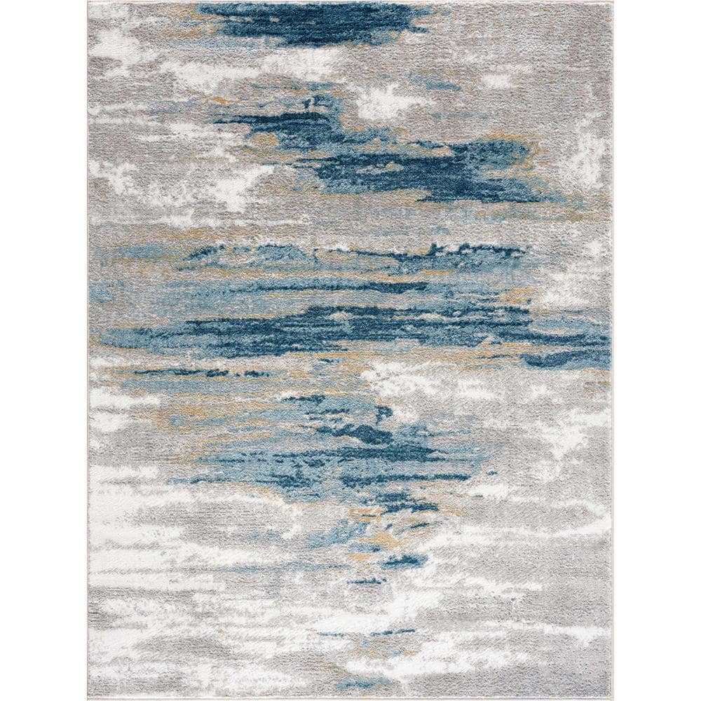 HAUTELOOM Liverpool Collection Blue, Gray, Off White 6 ft X 9 ft