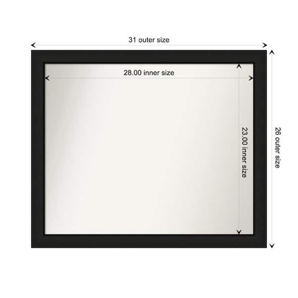 Amanti Art Midnight Black Narrow 31.25 in. x 26.25 in. Custom Non-Beveled Wood FramedBathroom Vanity Wall Mirror