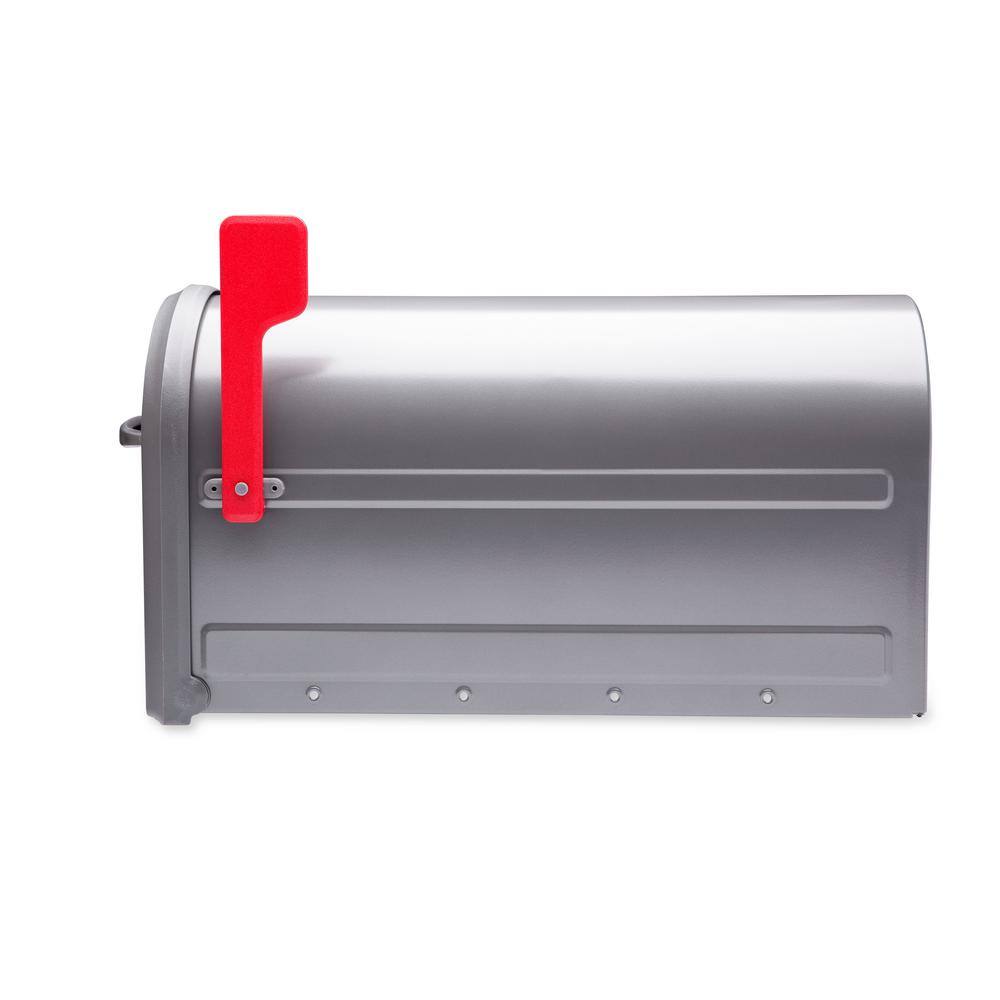 Graphite Steel Large Post Mount Mailbox with Red Flag