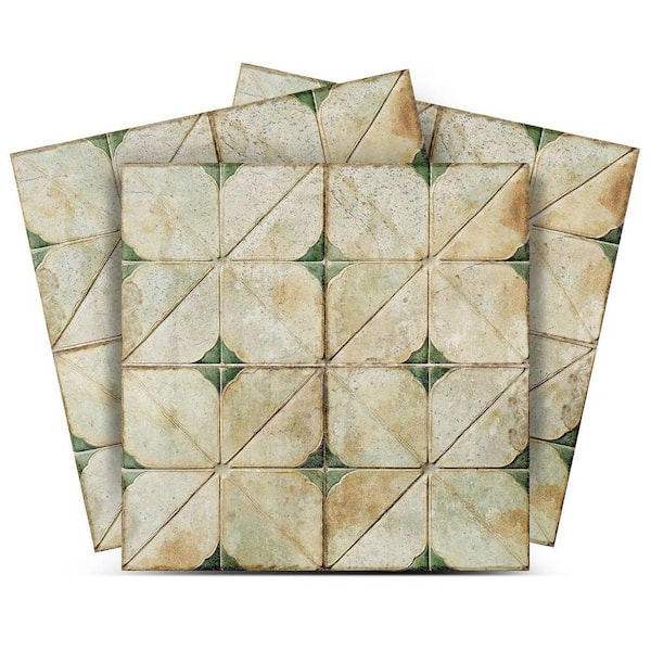 Green and Cream R145 8 in. x 8 in. Vinyl Peel and Stick Tile (24 Tiles, 10.67 sq. ft. /Pack)