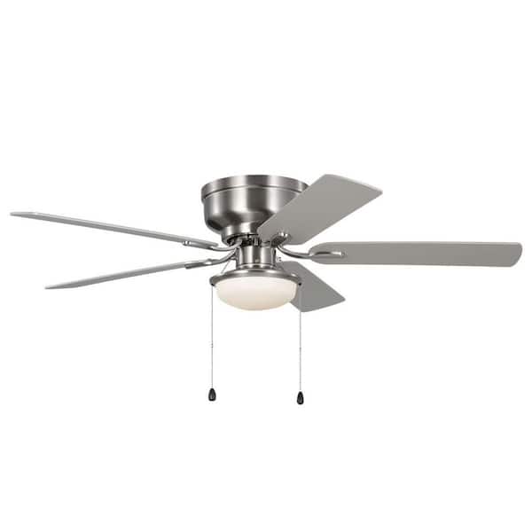 Colton 52 in. Indoor Brushed Nickel Standard Flush Mount Ceiling Fan with Light Kit and Bright White LED Bulb Included