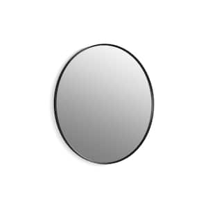 Essential 36 in. W x 36 in. H Round Framed Wall Mount Bathroom Vanity Mirror in Matte Black