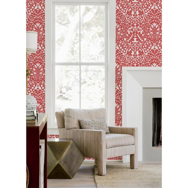 A-Street Prints Marni Red Fruit Damask Wallpaper 4081-26336 - The