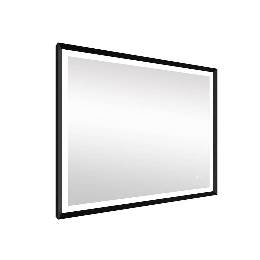 Apmir 40 in. W x 32 in. H Large Rectangular Tempered Glass Framed Wall  Bathroom Vanity Mirror in Matte Black B10080 - The Home Depot