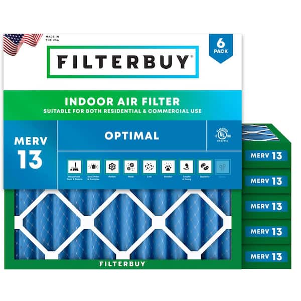 20 in. x 20 in. x 2 in. MERV 13 (FPR 10) Health Defense Pleated HVAC AC Furnace Air Filters Replacement (6-Pack)