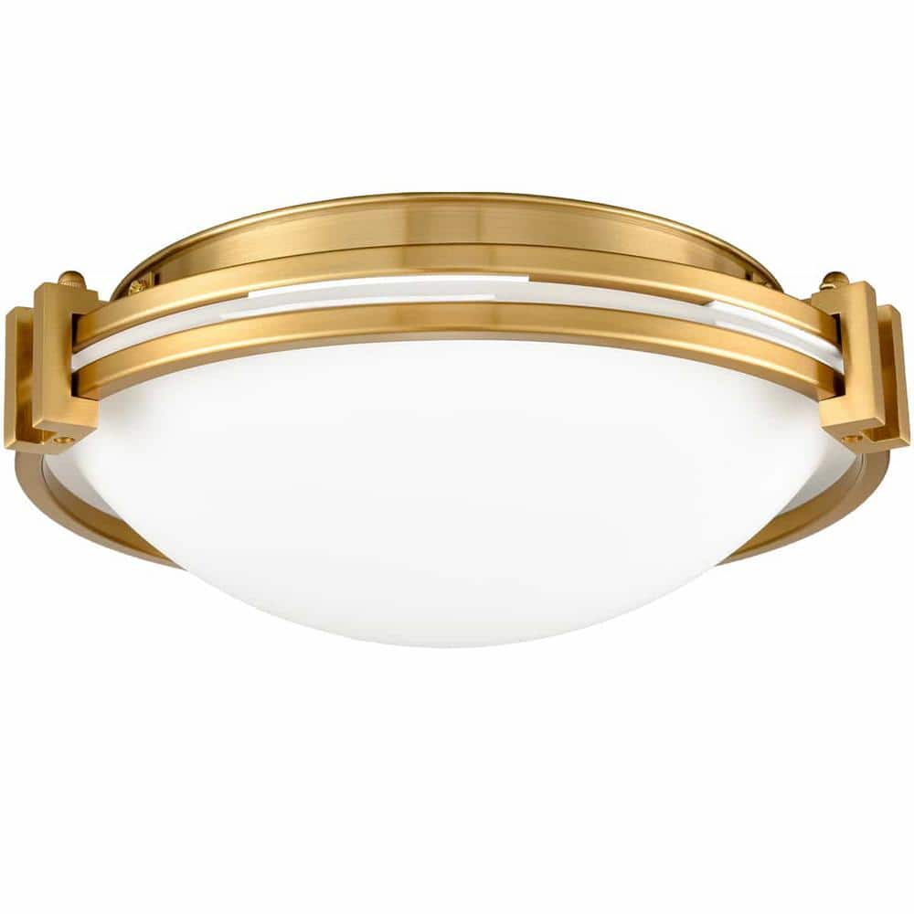 Elegant Brass & Glass Dome 12" Flush Mount Ceiling Light