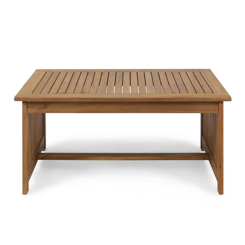 1-Piece Rectangle Acacia Wood Ourdoor Side Table for Poolside Beach Yard Ga