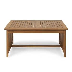 1-Piece Rectangle Acacia Wood Ourdoor Side Table for Poolside Beach Yard Garden Porch